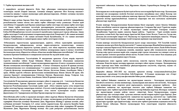 Тәрбие жұмысының жылдық есебі 2021-2023 жж