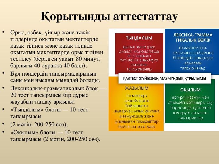 Қорытынды аттестаттау және ҰБТ-ға  дайындық жүргізу  бойынша іс-шаралар  ЖОСПАРЫ