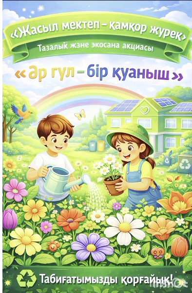 «Жасыл мектеп – қамқор жүрек»  тазалық және экосана акциясы
